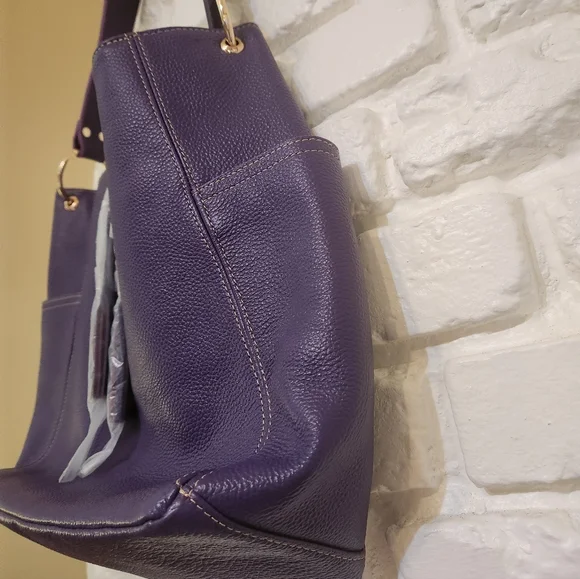 Laggo NWOT Large Purple Leather Julia Shoulder Hobo Purse - Picture 6 of 13